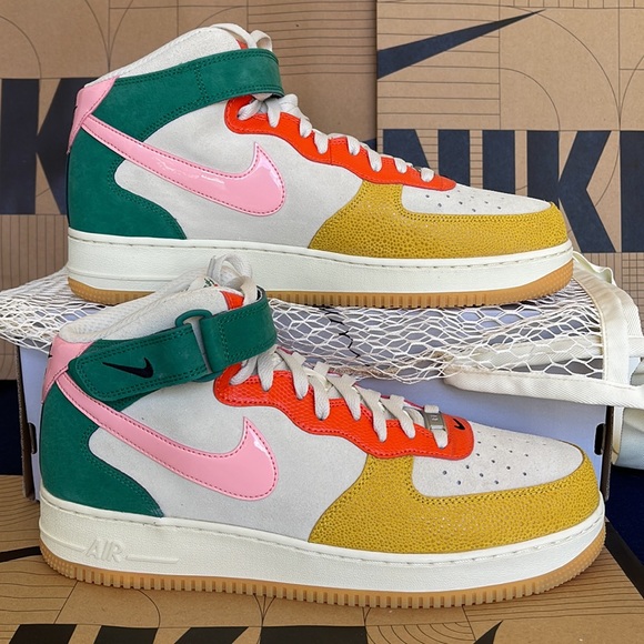 Nike Air Force 1 Mid NH Coconut Milk/Bleached Coral Mn Vivid Sulfur Rush Orange - Picture 12 of 16